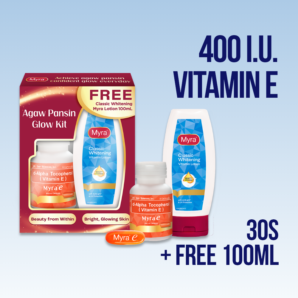 Myra E 400 I.U. 30s Capsules + Myra Classic Whitening Lotion 100mL