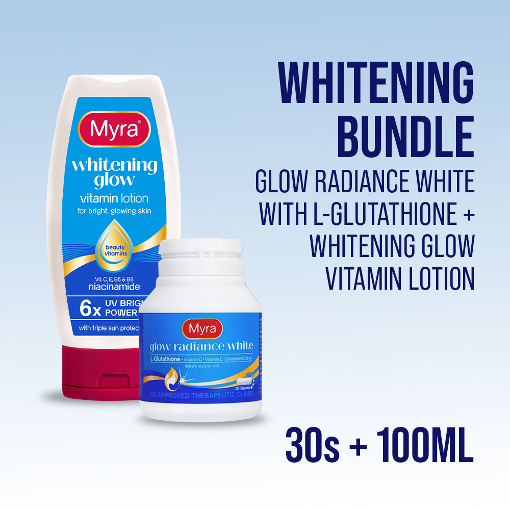 myra glutathione Myra Whitening Bundle (Myra Glow Radiance White with L-Glutathione 30s +  Myra Whitening Glow Vitamin Lotion 100ml)