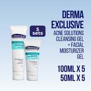 [Derma Exclusive] Acne Solutions Cleansing Gel 100mL and Acne Solutions Acne Clearing Facial Moisturizer Gel 50mL Bundle (5 sets)