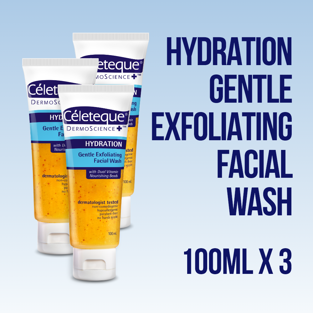 Céleteque® DermoScience™ Hydration Gentle Exfoliating Facial Wash 100m x 3