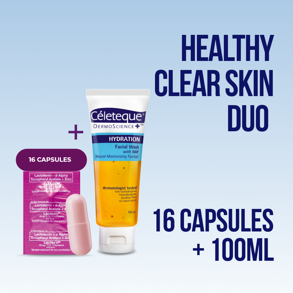 Lactezin Healthy Clear Skin Duo (Lactezin 16 capsules + Celeteque Hydration Facial Wash 100ml)