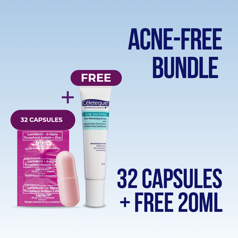 Lactezin Acne-Free Bundle (Lactezin 32 capsules + FREE Celeteque Acne Solutions Pore Minimizing Serum 20ml)
