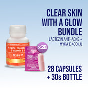 Clear Skin with a Glow Bundle (Lactezin Anti-Acne 28s capsules + Myra E 400 I.U. 30s Bottle)