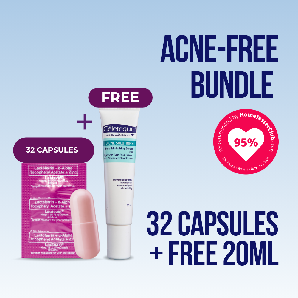 Lactezin Acne-Free Bundle (Lactezin 32 capsules + FREE Celeteque Acne Solutions Pore Minimizing Serum 20ml)