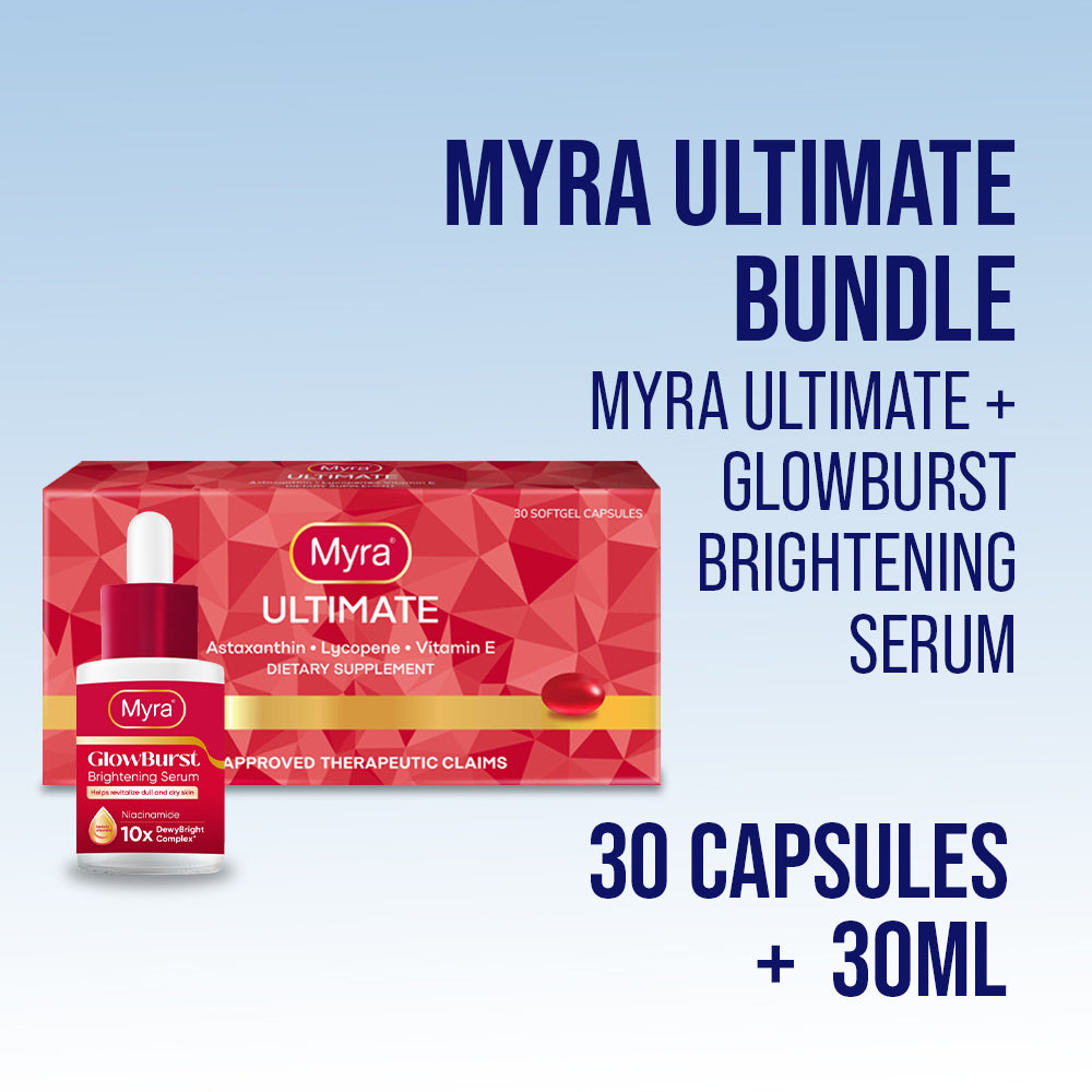 Myra Ultimate with Astaxanthin 30s Capsules  + Myra GlowBurst Brightening Serum 30ml