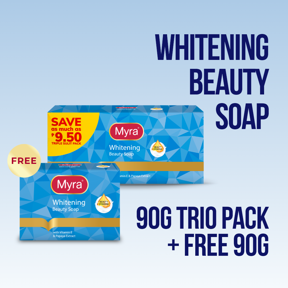 Buy Myra Whitening Soap 90g Trio pack, Get a FREE Myra Whitening Soap 90g