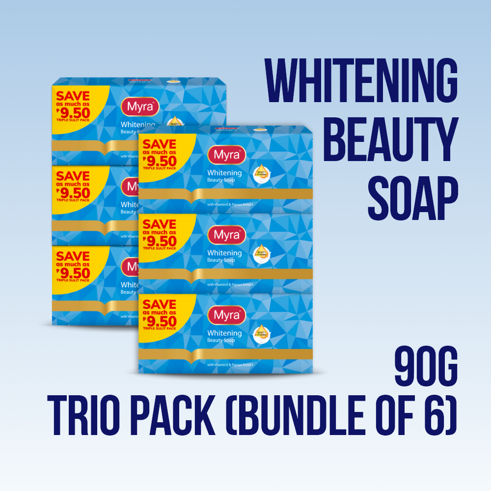 Myra Whitening Beauty Soap 90g Trio Pack (Bundle of 6)