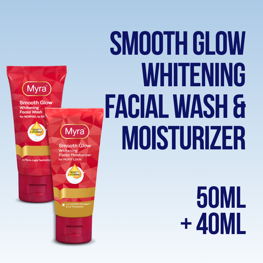 Myra Smooth Glow Whitening Facial Wash 50mL + Facial Moisturizer 40mL