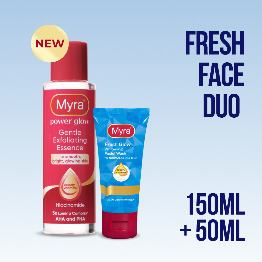 Myra Fresh Face Duo (Myra Fresh Glow Whitening Facial Wash 50ml + Myra Power Glow Essence 150ml)