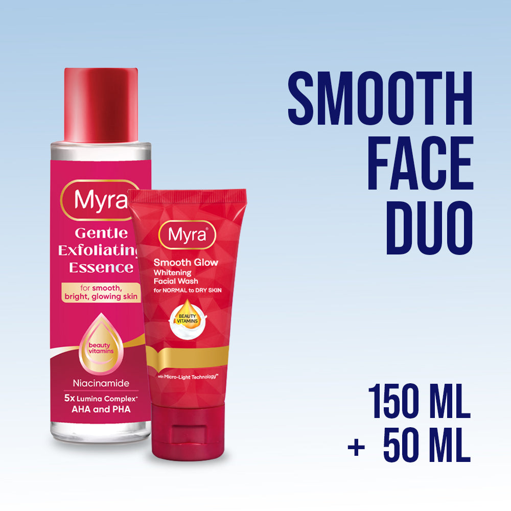 Myra Smooth Face Duo (Myra Smooth Glow Whitening Facial Wash 50ml + Myra Essence 150ml)
