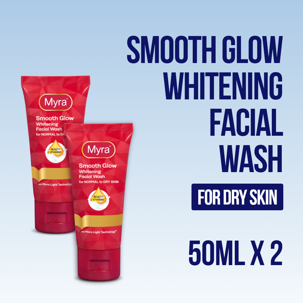 Myra Smooth Glow Whitening Facial Wash 50mL x 2