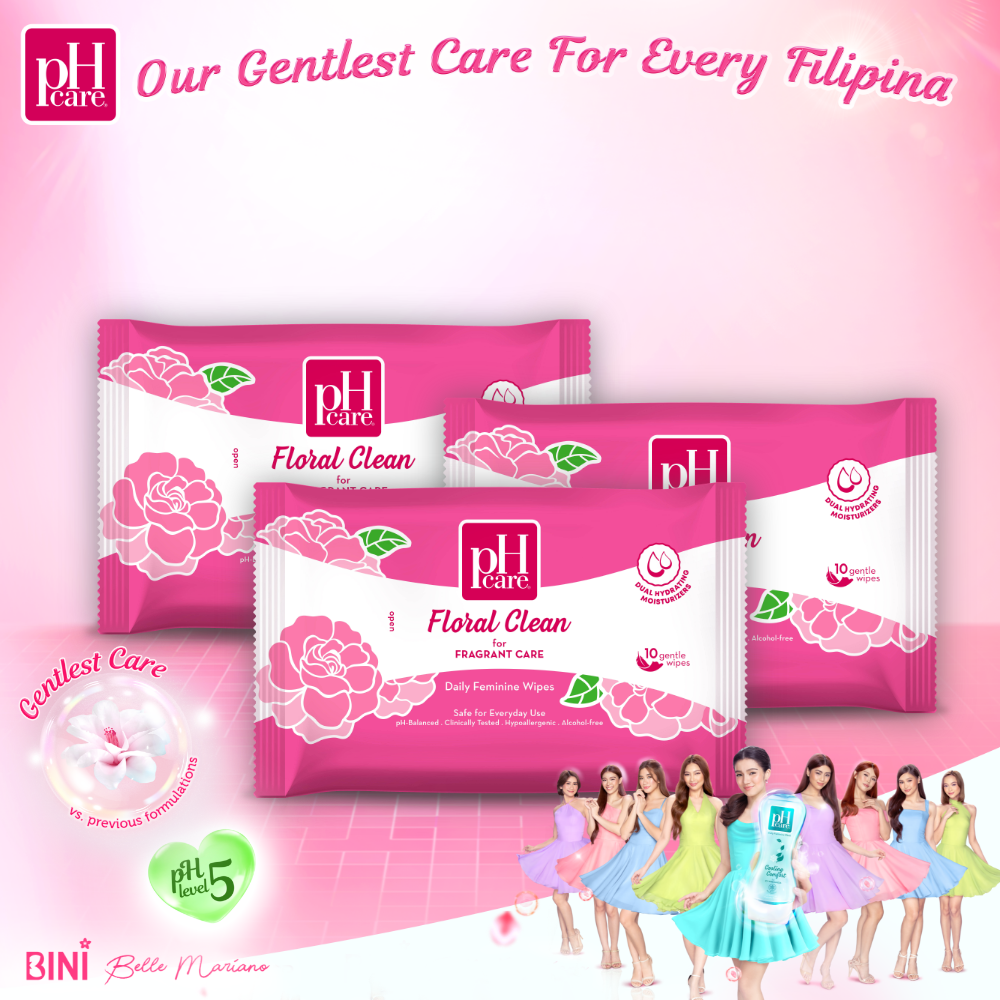 pH Care Daily Feminine Wipes Floral Clean 10 Sheets x 3