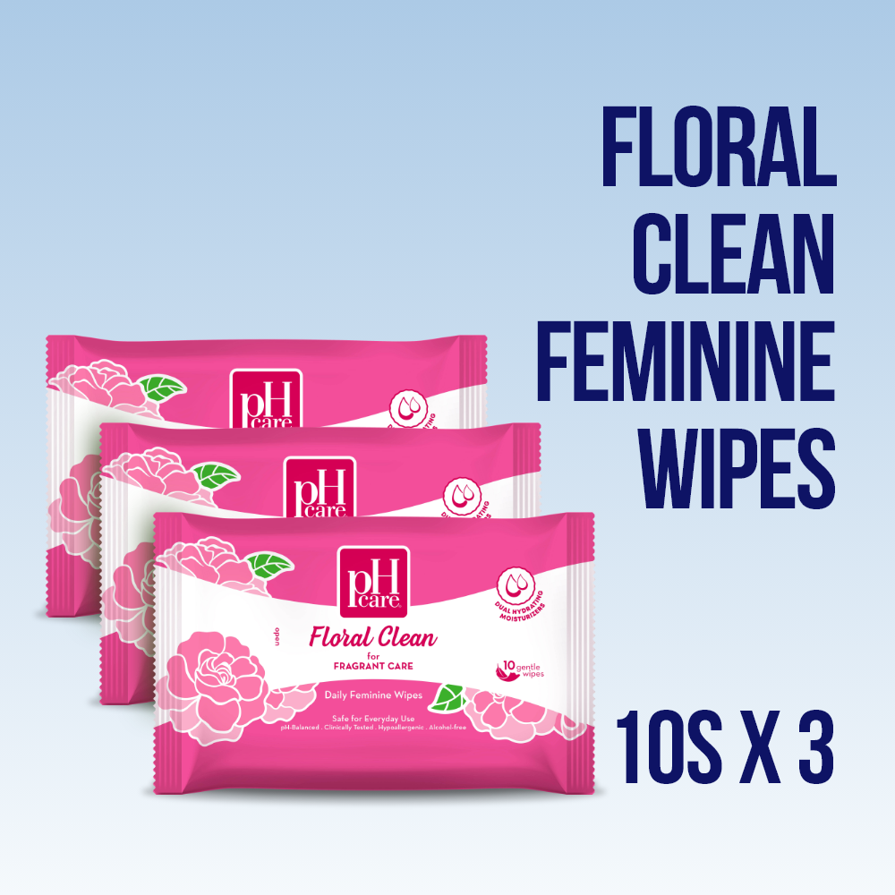 pH Care Daily Feminine Wipes Floral Clean 10 Sheets x 3