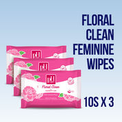 pH Care Daily Feminine Wipes Floral Clean 10 Sheets x 3