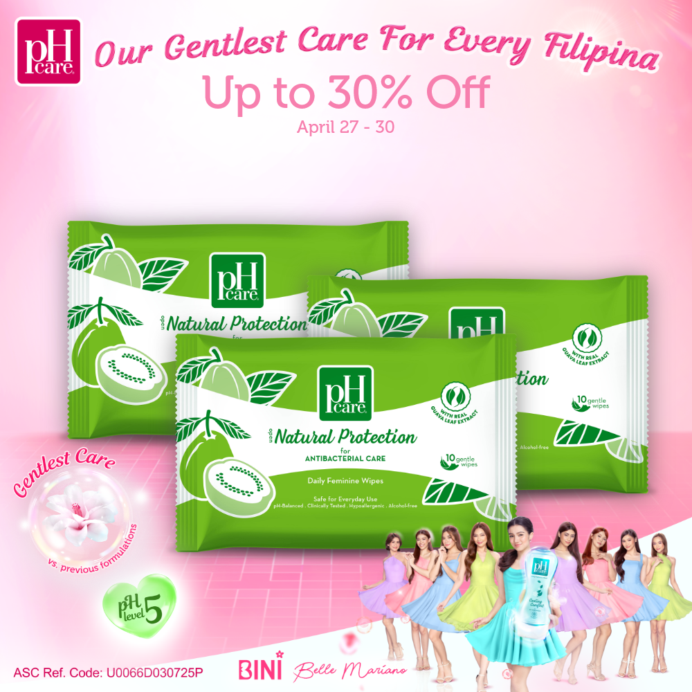pH Care Daily Feminine Wipes Natural Protection 10 Sheets x 3