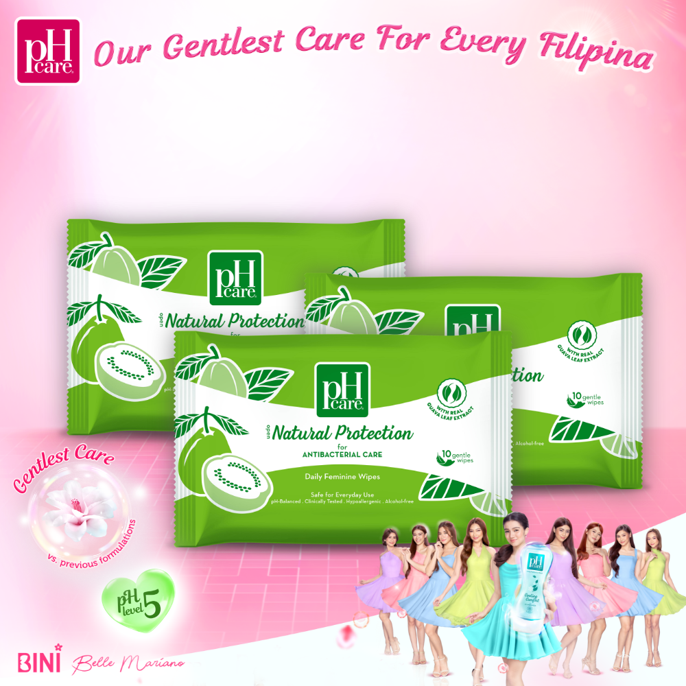 pH Care Daily Feminine Wipes Natural Protection 10 Sheets x 3