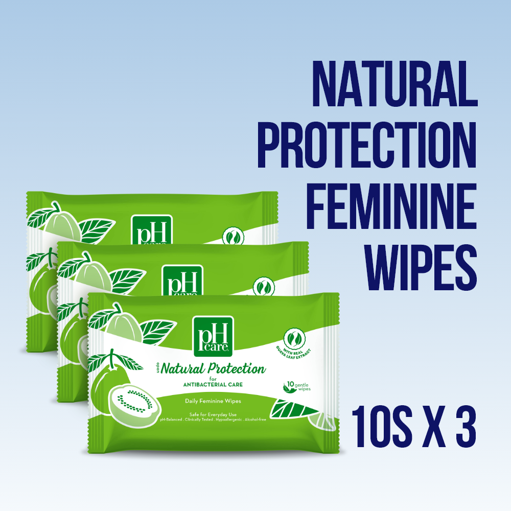 pH Care Daily Feminine Wipes Natural Protection 10 Sheets x 3