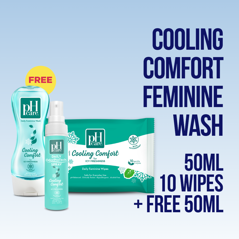 pH Care Feminine Essentials Travel Kit (Cooling Comfort Spray 50ml + Cooling Comfort Wipes 10s + FREE Cooling Comfort Wash 50ml)
