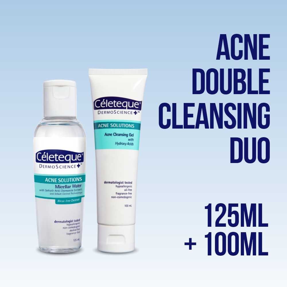 Céleteque® DermoScience™ Acne Double Cleansing Duo (Acne Solutions Micellar Water 125ml + Cleansing Gel 100ml