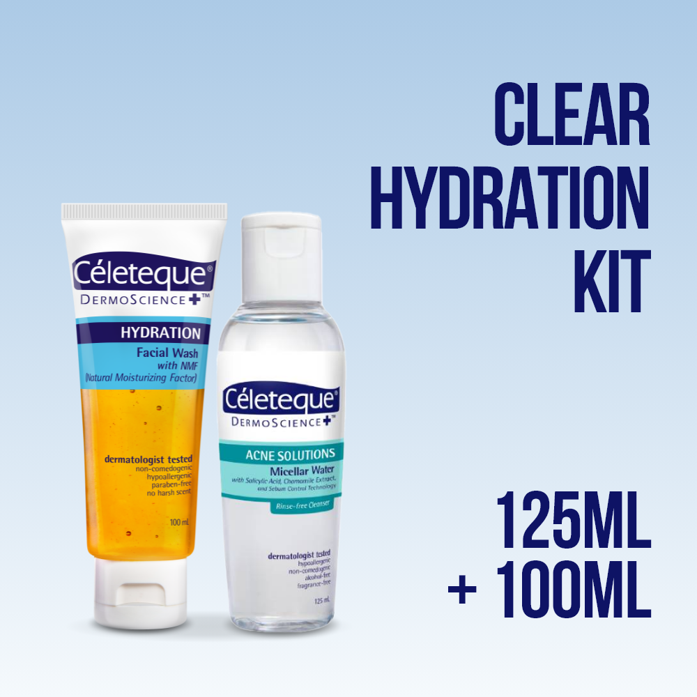 Céleteque® DermoScience™ Clear Hydration Kit (Acne Solutions Micellar Water 125ml + Hydration Facial Wash 100ml)