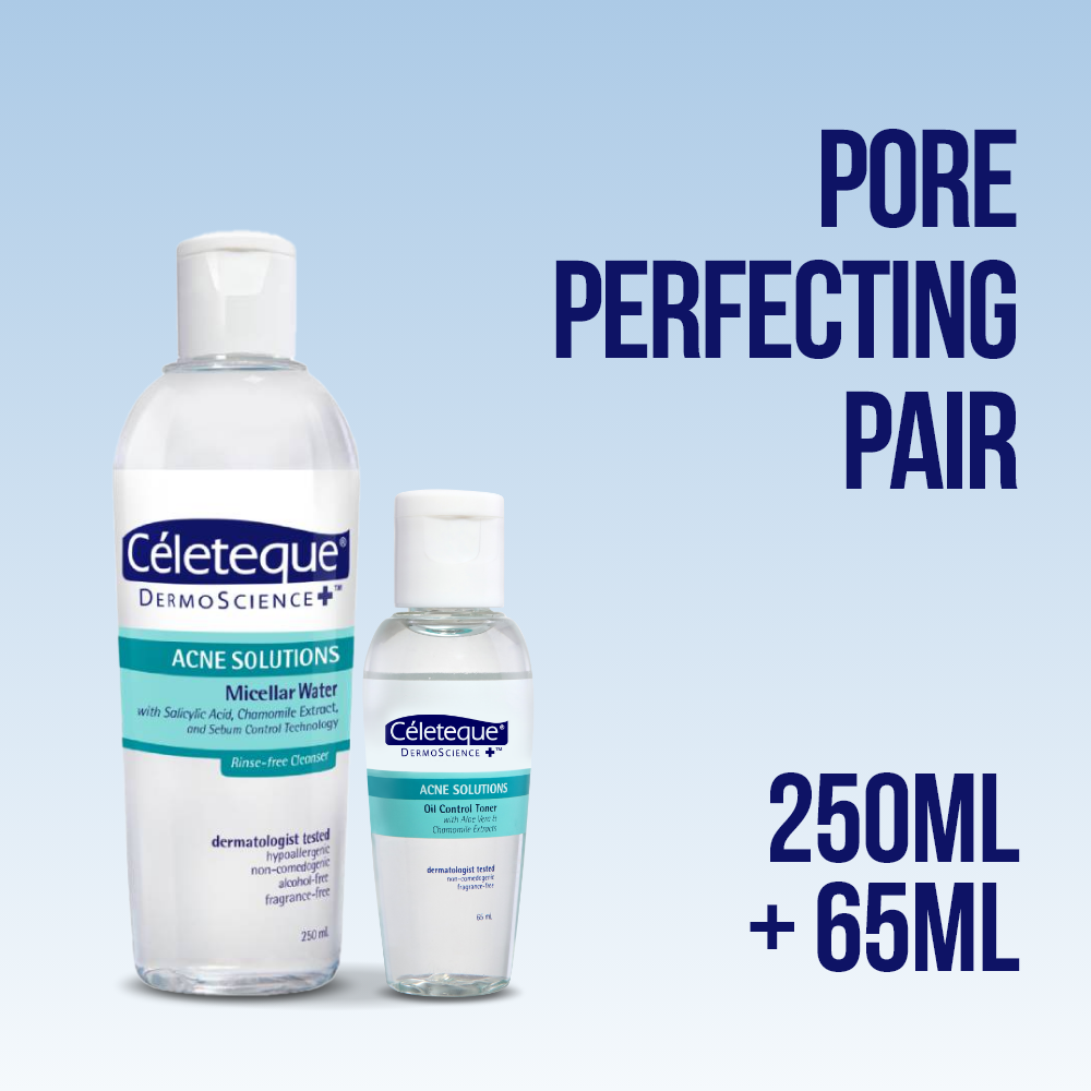 Céleteque® DermoScience™ Pore Perfecting Pair (Acne Solutions Micellar Water 250ml + Oil Control Toner 65ml)