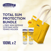 Celeteque Skin Defense Total Protect Body and Face Sunscreen 100ml x 2 + FREE Skin Defense Tote Bag with Tennis Holder