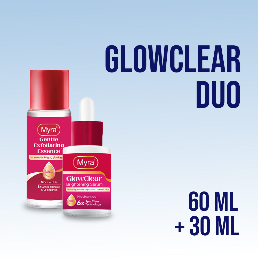 Myra GlowClear Duo (Myra GlowClear Brightening Serum 30ml + Myra Gentle Exfoliating Essence 60ml)