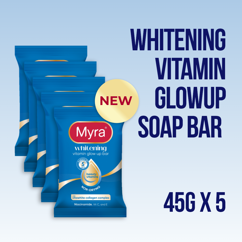 NEW Myra Whitening Vitamin GlowUp Soap Bar 45g (Bundle of 5)