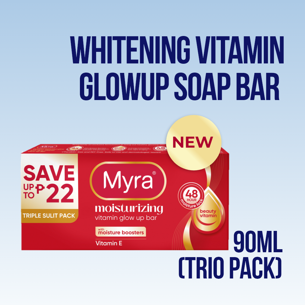 NEW Myra Moisturizing Vitamin GlowUp Soap Bar 90g (Trio Pack)