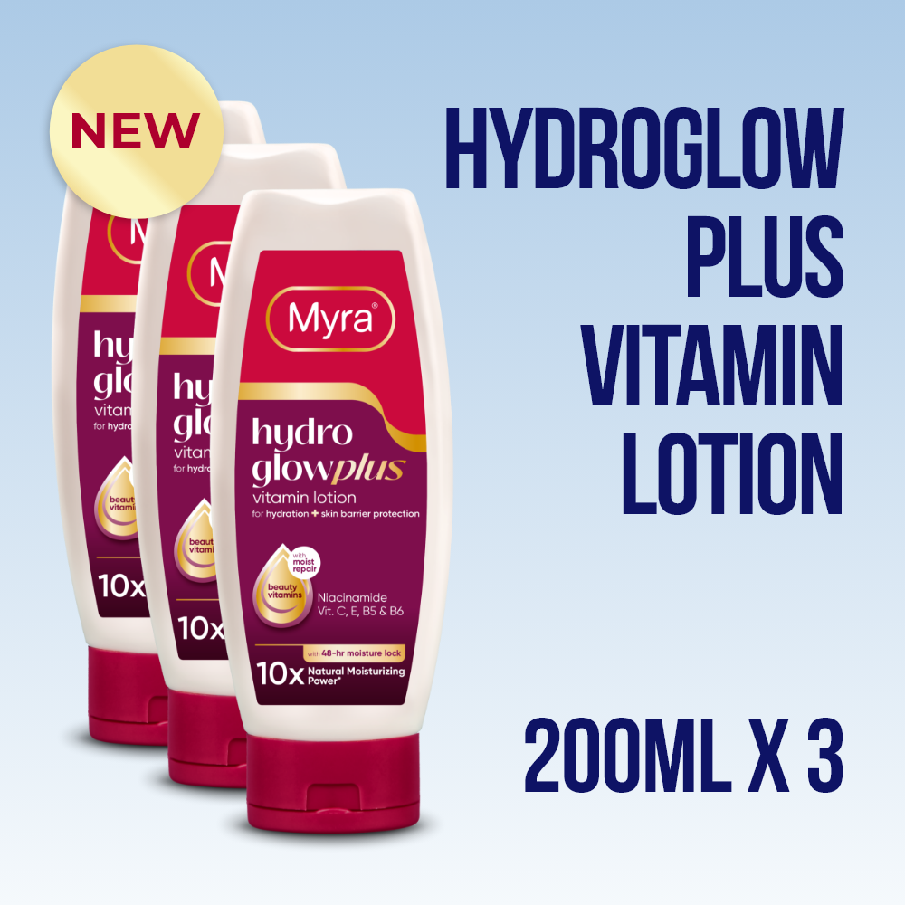 New Myra HydroGlow Plus Vitamin Lotion 200ml x 3