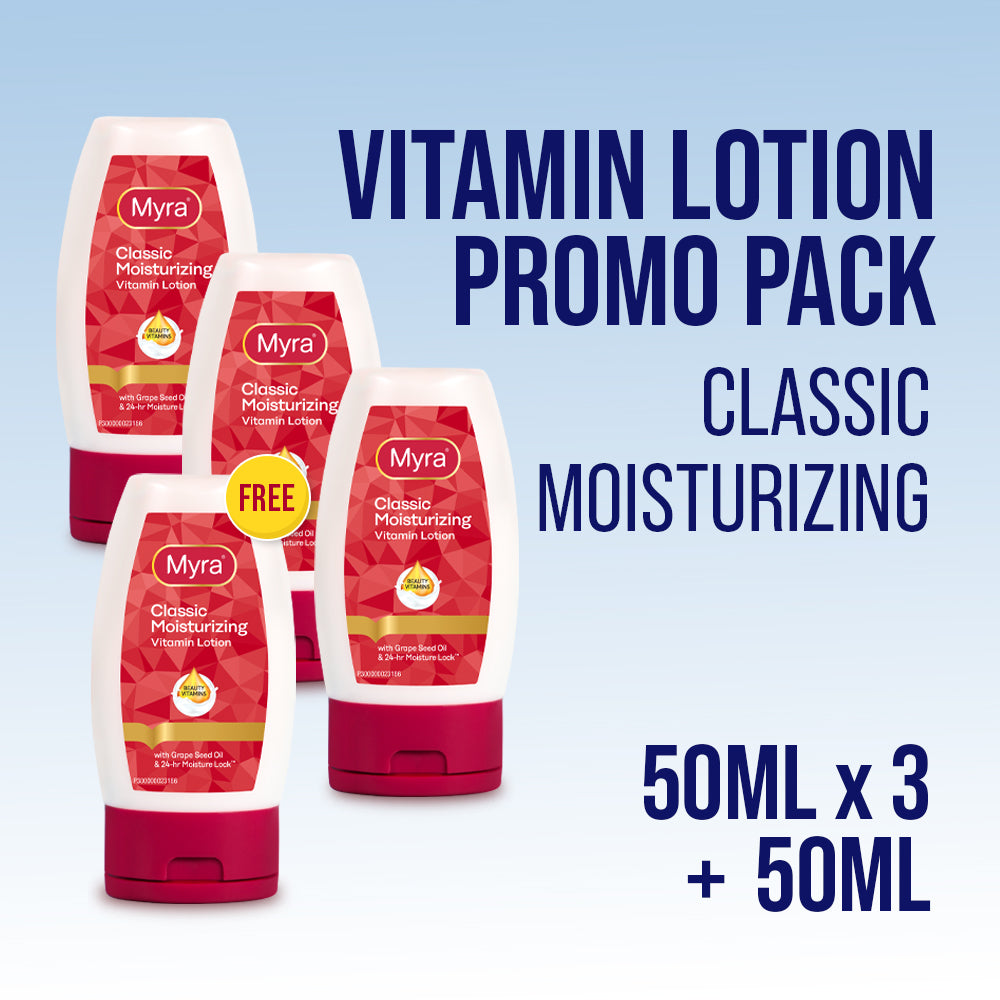 Myra Classic Moisturizing Vitamin Lotion 50ml 3+1 Promo pack