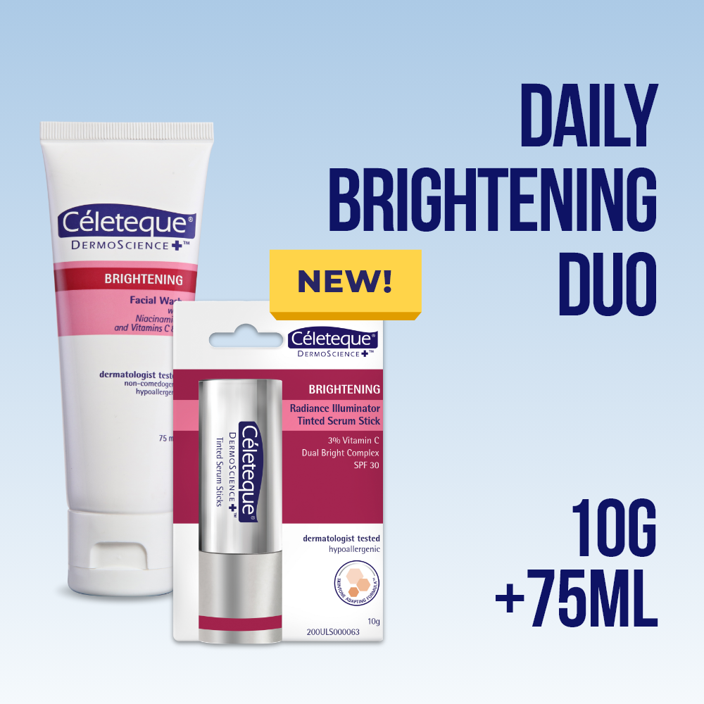Celetque Daily Brightening Duo (Radiance Illuminator Tinted Serum Stick SPF 30 + Brightening Facial Wash 75ml)