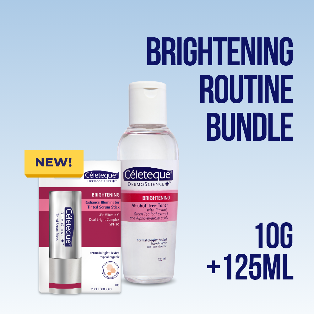 Celeteque Brightening Routine Bundle(Radiance Illuminator Tinted Serum Stick SPF 30 + Brightening Alcohol-Free Toner 125ml)