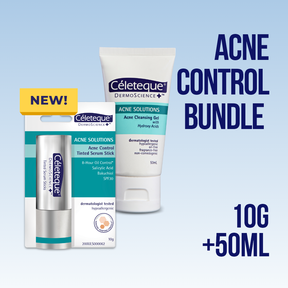 Celeteque Acne Control Bundle (Acne Control Tinted Serum Stick SPF 30 + Acne Solutions Cleansing Gel 50ml)
