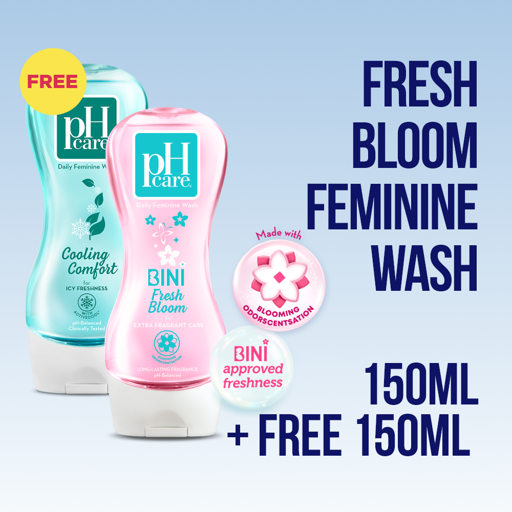 pH Care Daily Feminine Wash Fresh Bloom 150ml + FREE pH Care Cooling Comfort 150ml