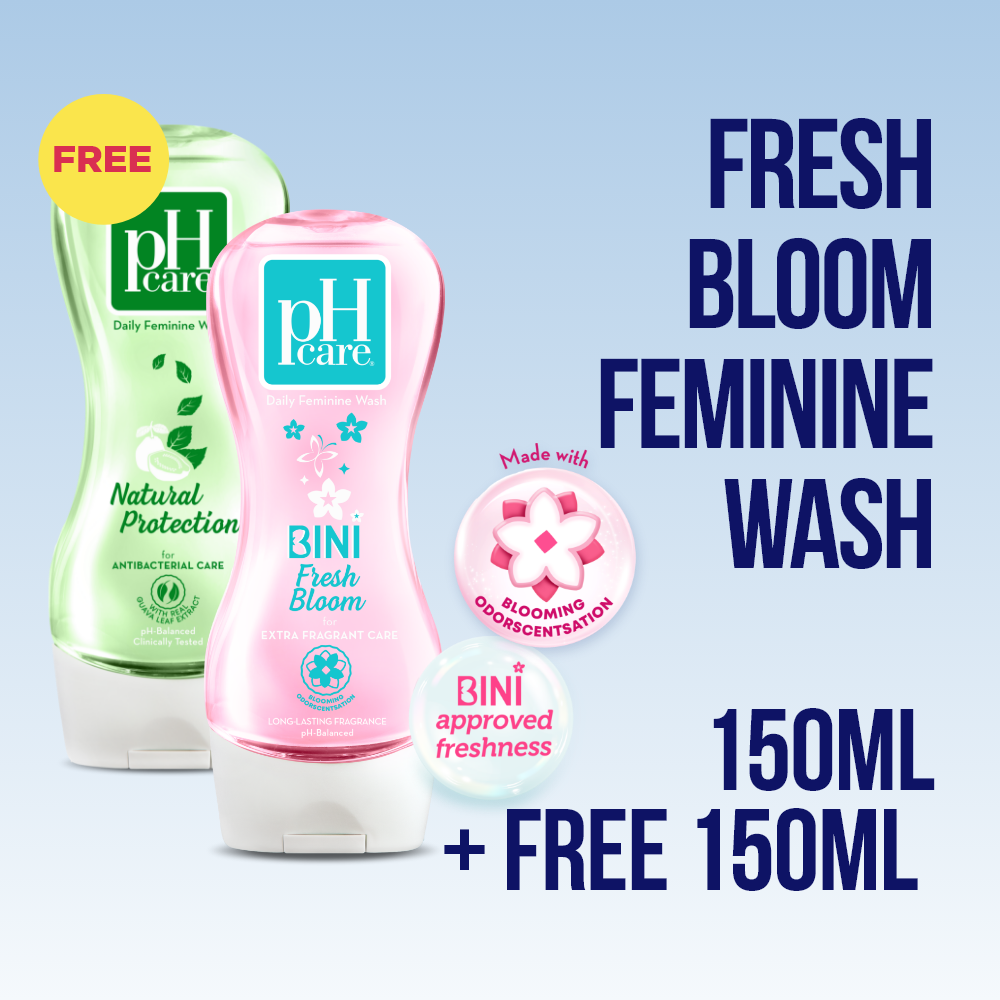 pH Care Daily Feminine Wash Fresh Bloom 150ml + FREE pH Care Natural Protection 150ml