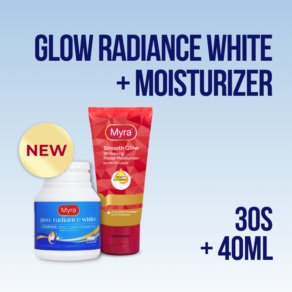 Myra Glow Radiance White with L-Glutathione 30s + Myra Smooth Glow Whitening Facial Moisturizer 40ml