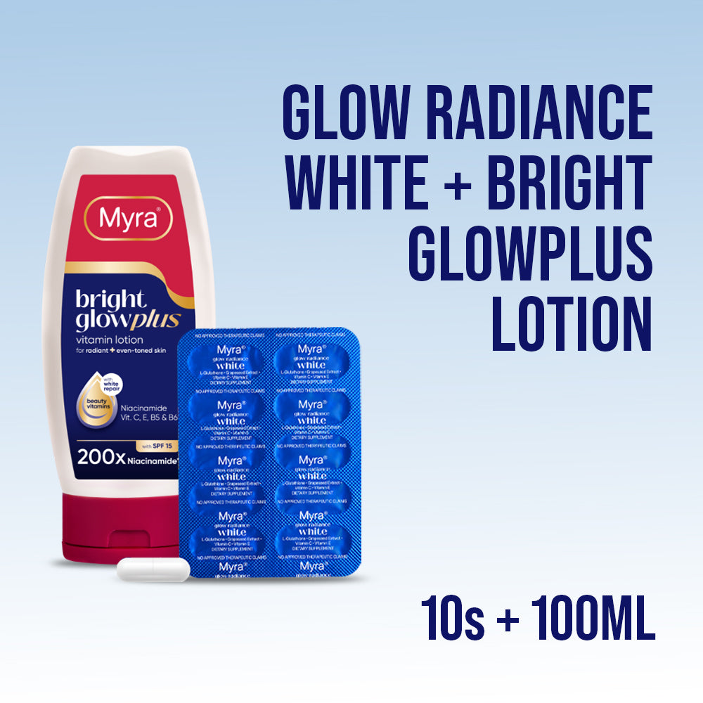 Myra Glow Radiance White with L-Glutathione 10s + Myra BrightGlow Plus Vitamin Lotion 100ml