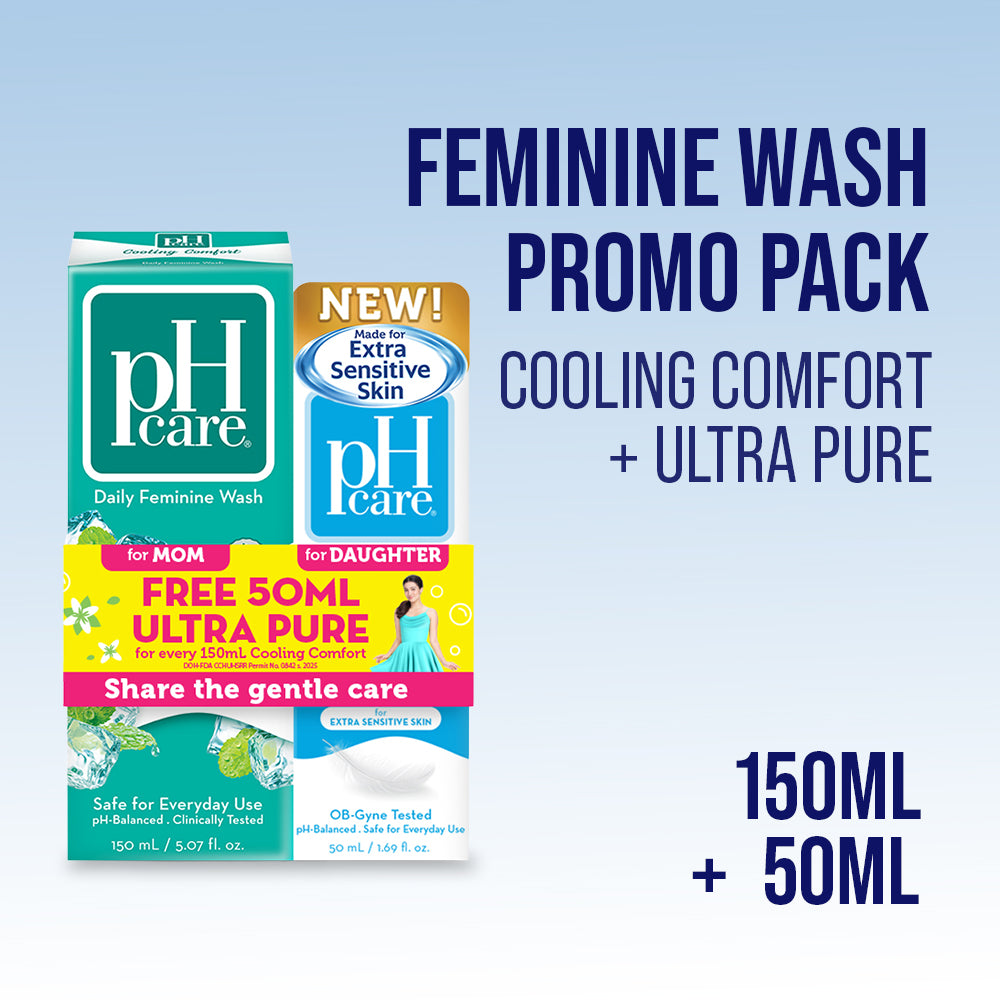 pH Care Daily Feminine Wash Cooling Comfort 150ml + FREE ph Care Daily Feminine Wash Utra Pure 50ml
