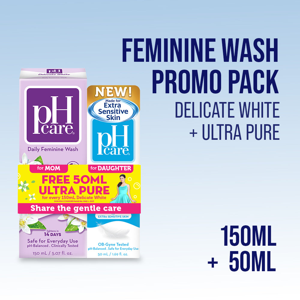 pH Care Daily Feminine Wash Delicate White 150ml + FREE ph Care Daily Feminine Wash Ultra Pure 50ml