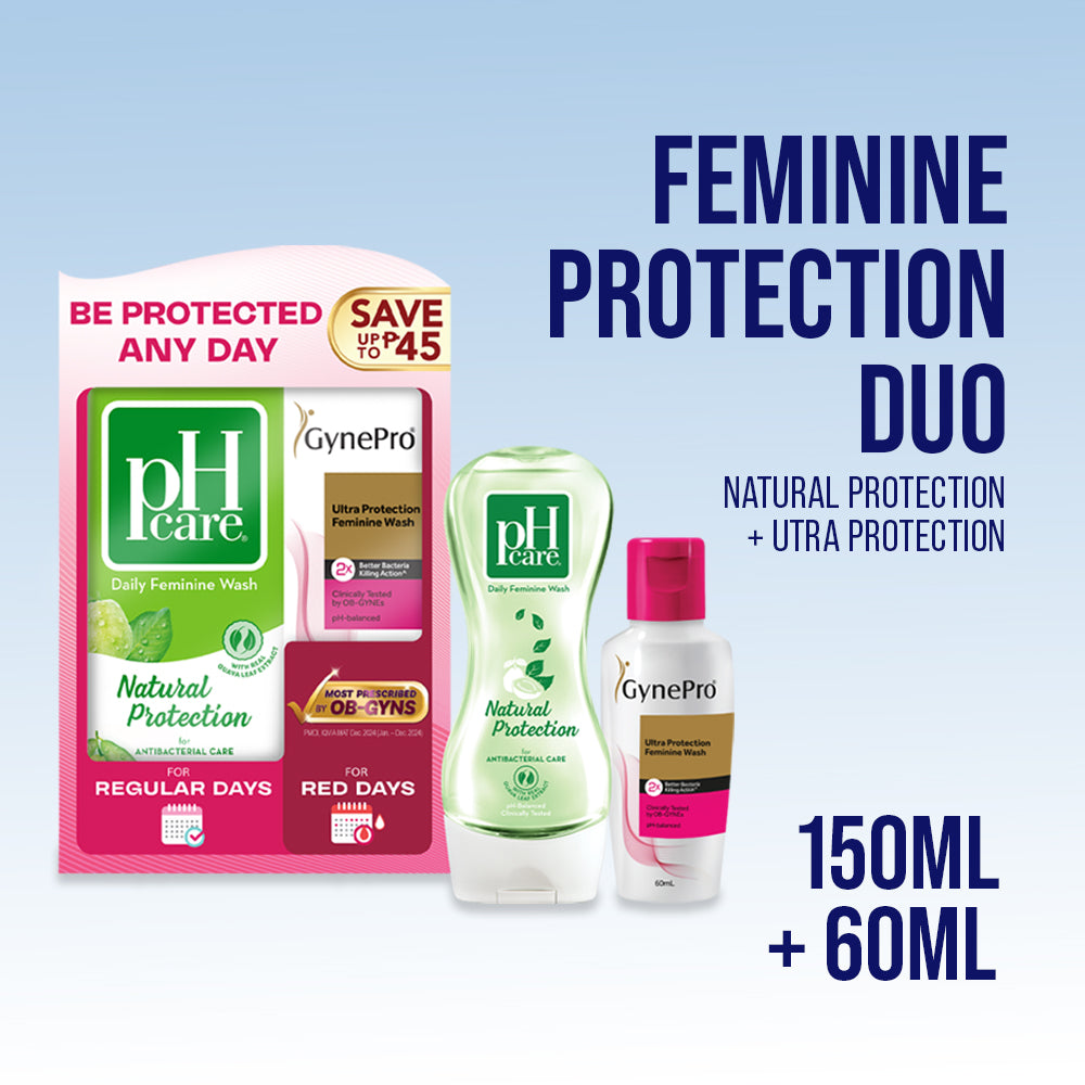 Feminine Protection Duo (Gynepro Ultra Protection Feminine Wash 60ml + pH Care Daily Feminine Wash Natural Protection150ml)