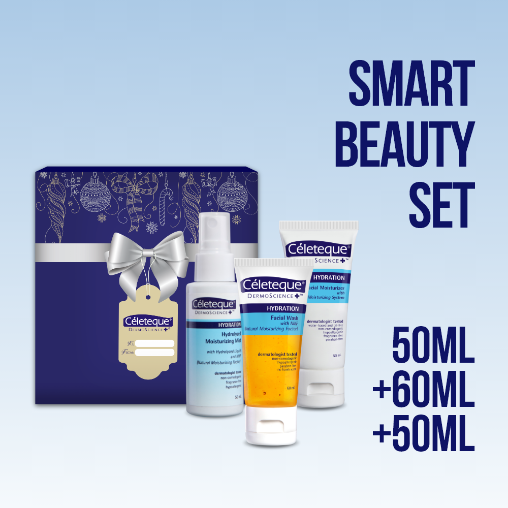 Celeteque Smart Beauty Set (Hydration Facial Wash 60ml + Hydration Facial Moisturizer 50ml + Hydration Facial Mist 50ml)