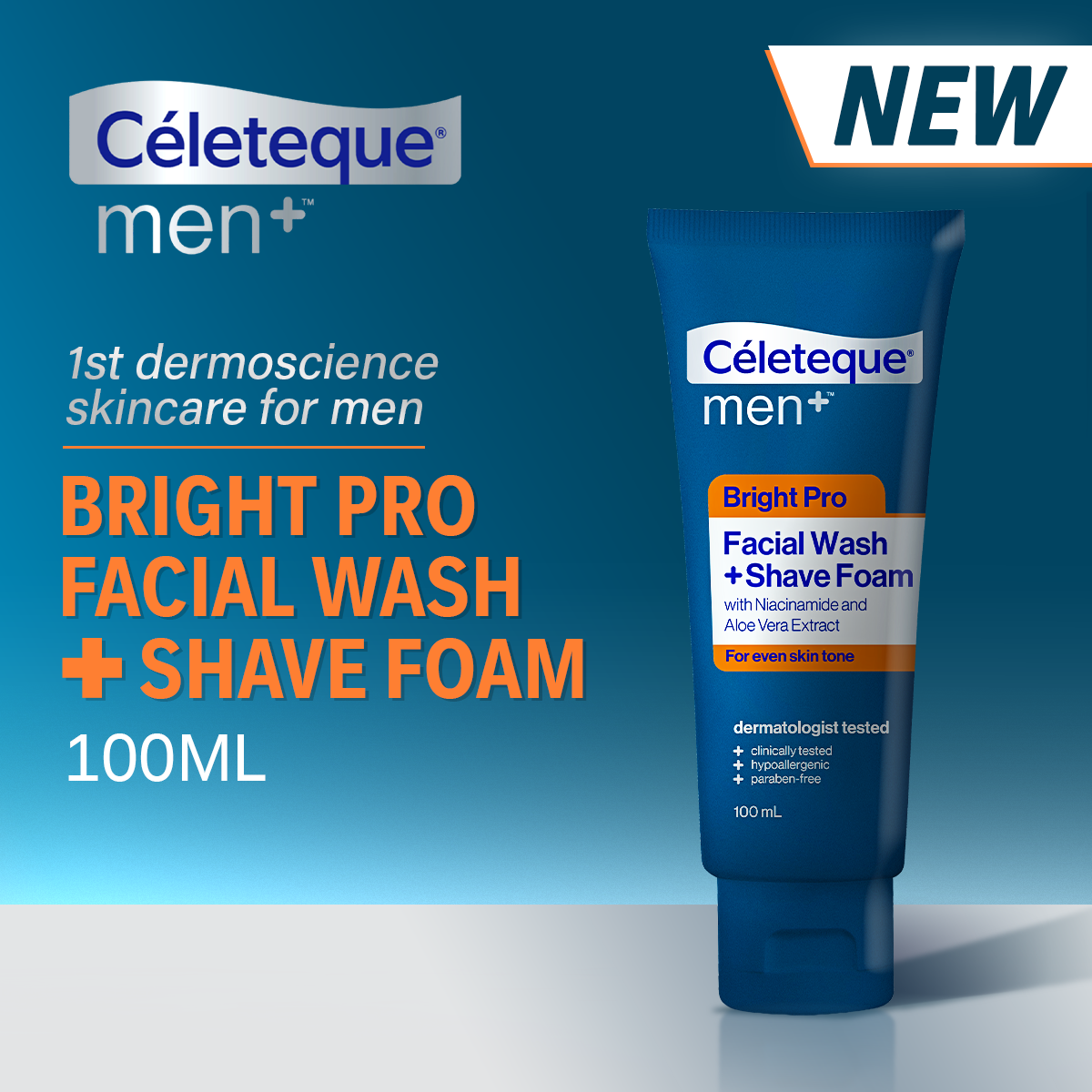 NEW Celeteque Men Brightening Facial Wash + Shave Foam 100ml