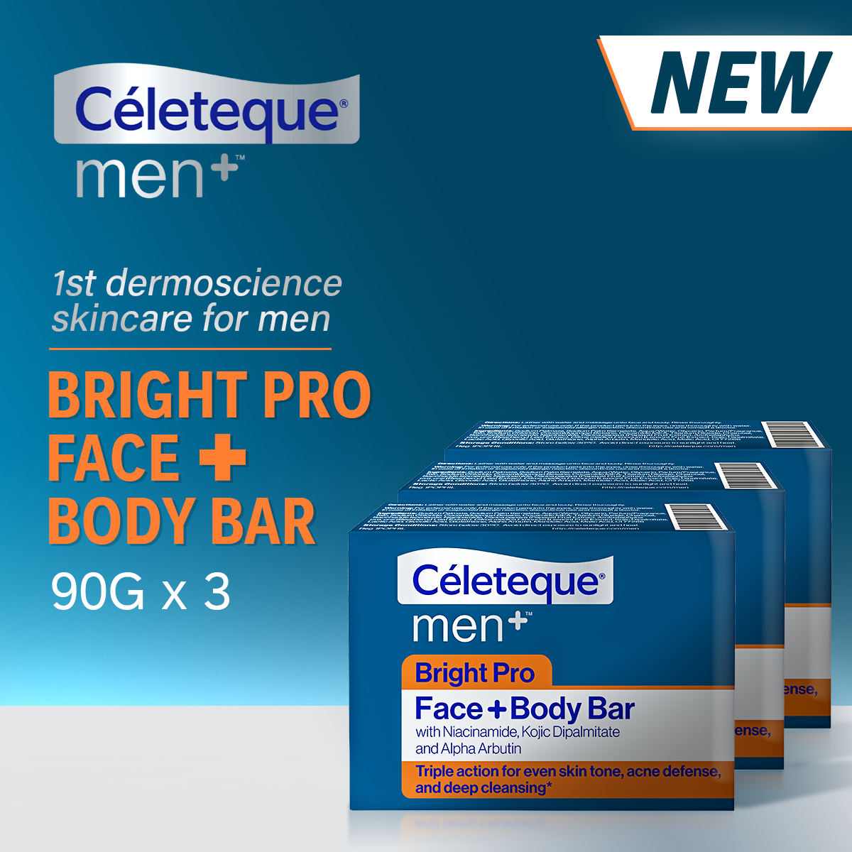 NEW Celeteque Men Face + Body Bar Soap - Set of 3