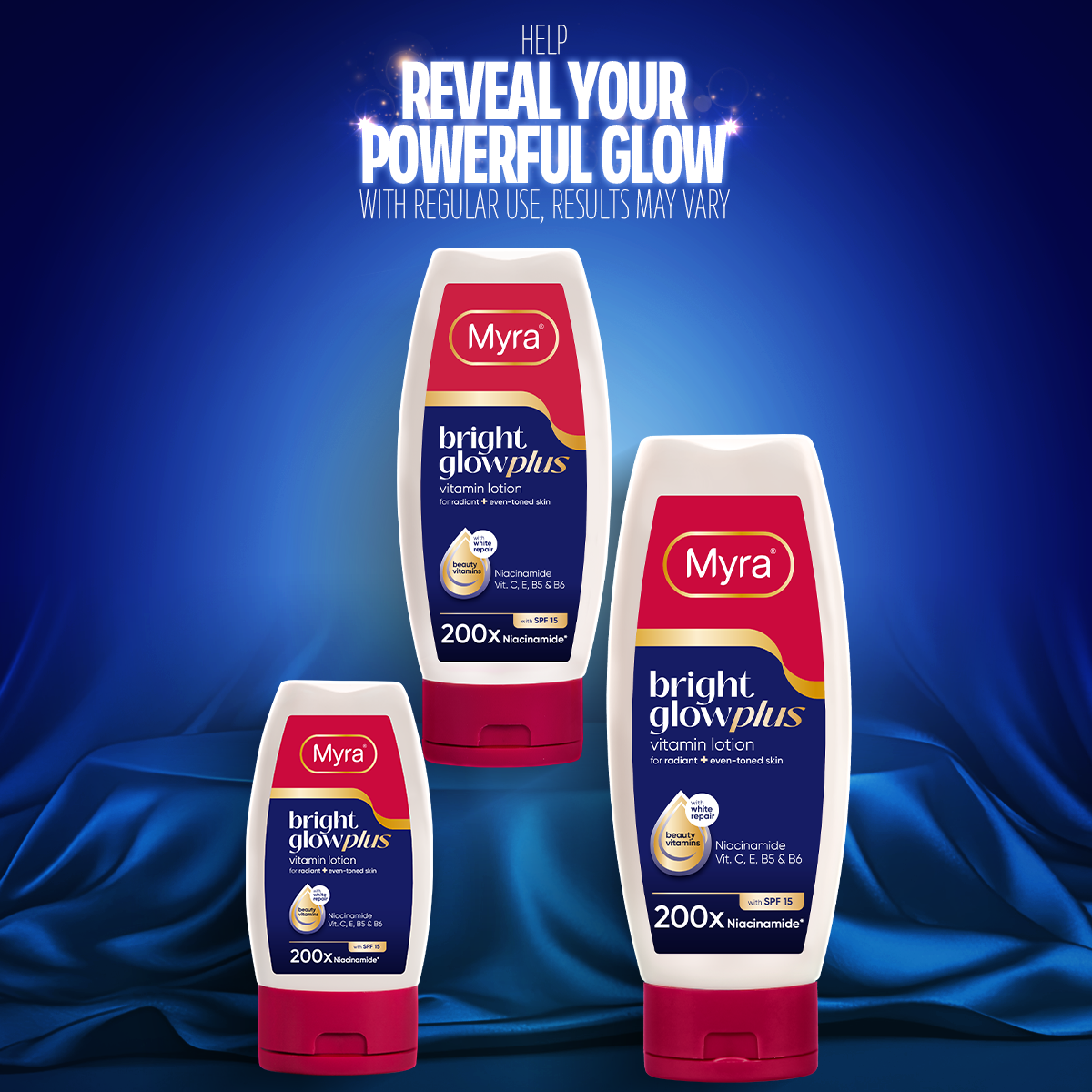 Myra BrightGlow Plus Vitamin Lotion 200ml x 3
