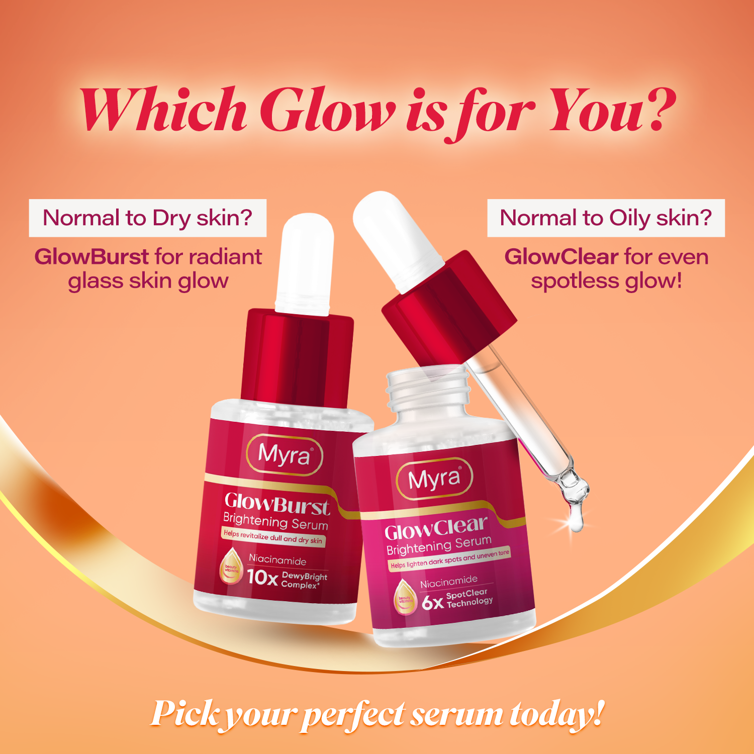 NEW Myra GlowClear Brightening Serum 7.5ml (Set of 3)