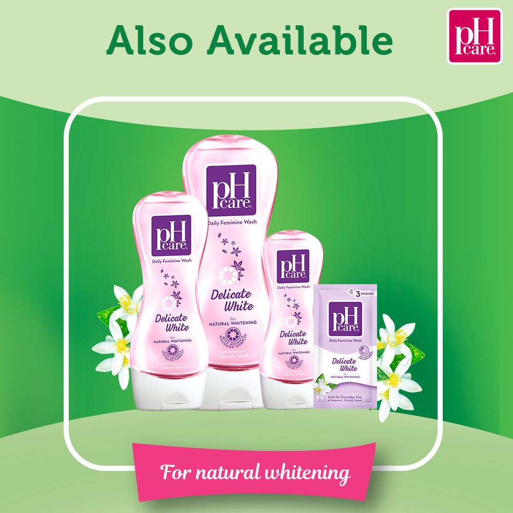 pH Care Daily Feminine Wash Delicate White 150ml + FREE pH Care Natural Protection Wipes 10s