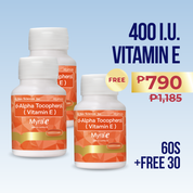 BUY 2 Myra E 400 I.U 30s Bottles GET 1 FREE Myra E 400 I.U 30s Bottle (Save P390)