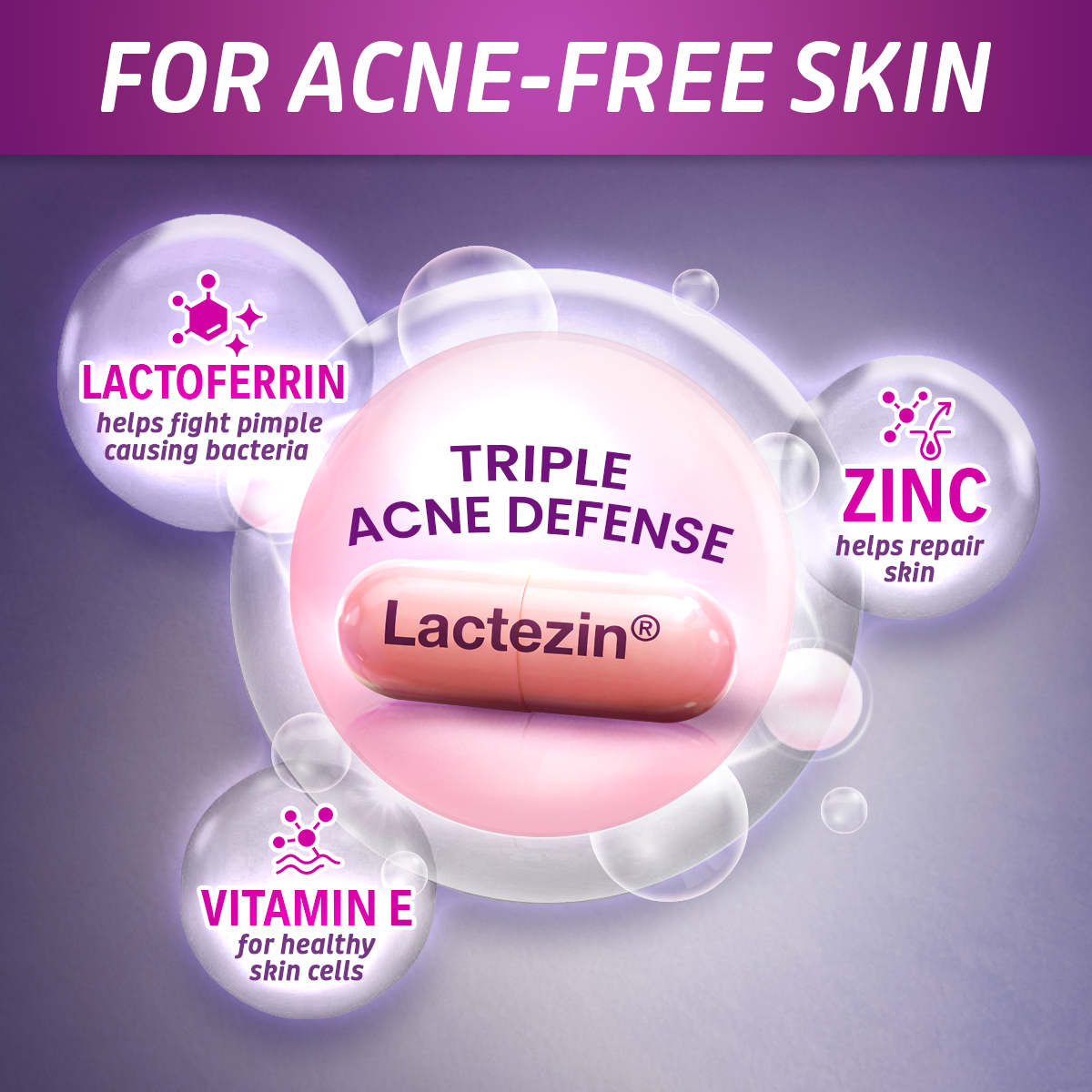Lactezin 100mg Anti-Acne 30 capsules + FREE Lactezin Pouch