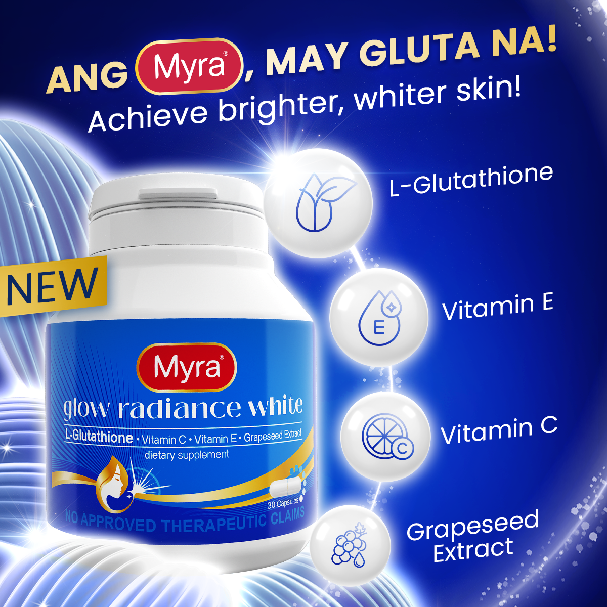 myra glutathione NEW Myra Glow Radiance White with L-Glutathione 30s Bottle (2 Bottles) – UL Skin Sciences, Inc